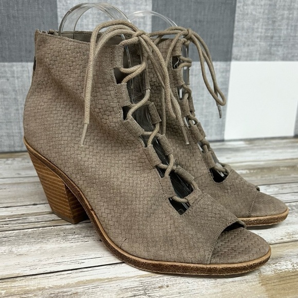 Eileen Fisher Slew Lace Up Peep Toe Bootie - Picture 3 of 13
